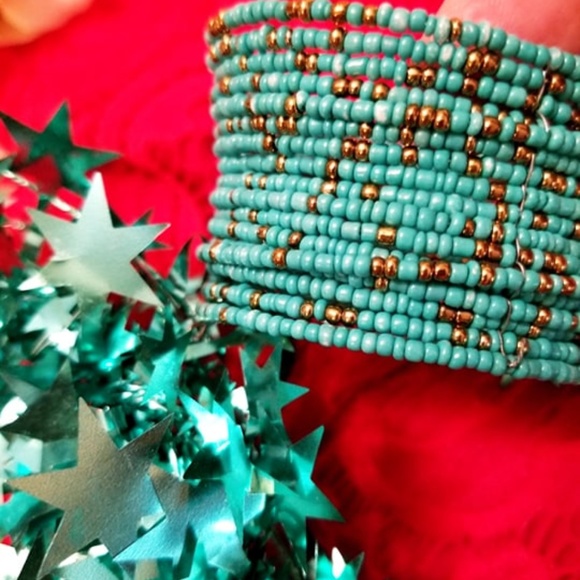 TURQUOISE Boho Cuff BRACELET ~ Seed Bead Glory - Picture 6 of 8